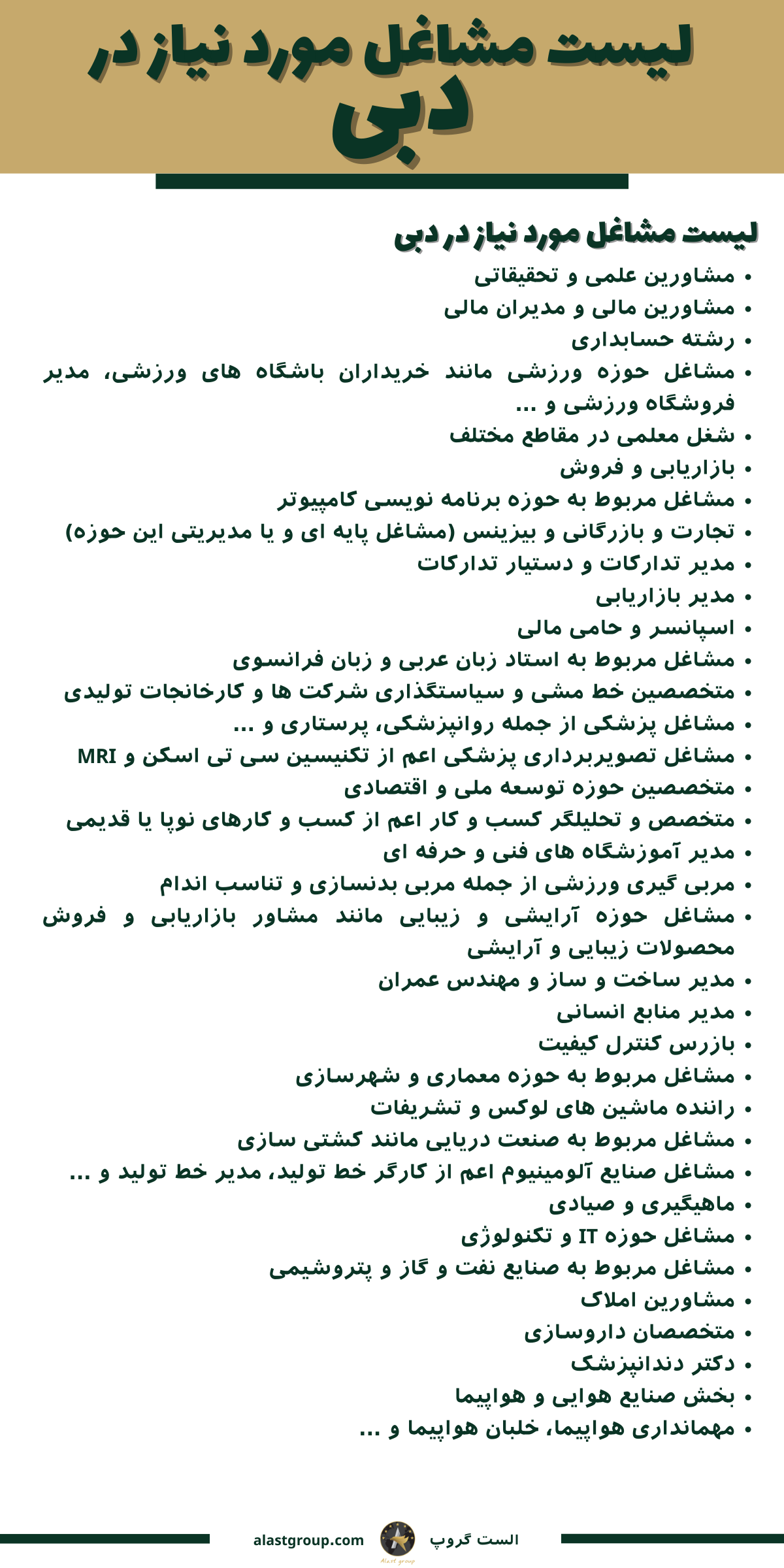اینفوگرافیک لیست مشاغل مورد نیاز در دبی